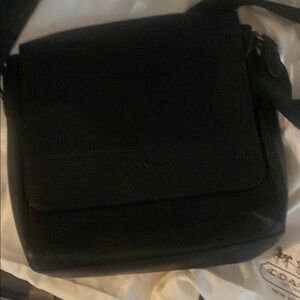 Coach Black Crossbody Bag with Textured Fabric and Zipper Closure